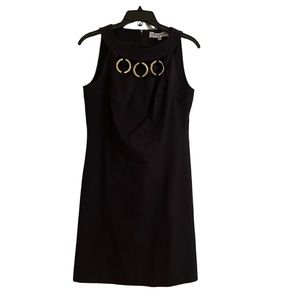 DONNA DEGNAN Black Sleeveless Dress with Gold Detailing